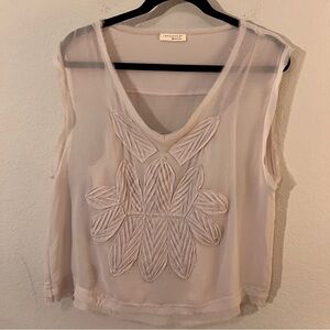 Lovestitch Sleeveless Cream Blouse Boho Size Medium